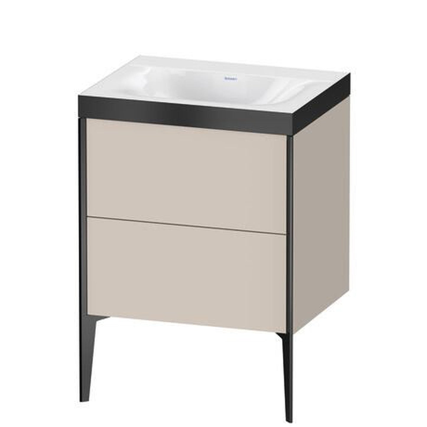 Duravit XViu 24" x 24" x 19" Two Drawer C-Bonded Floorstanding Vanity Kit Without Tap Hole, Taupe (XV4709NB291P)