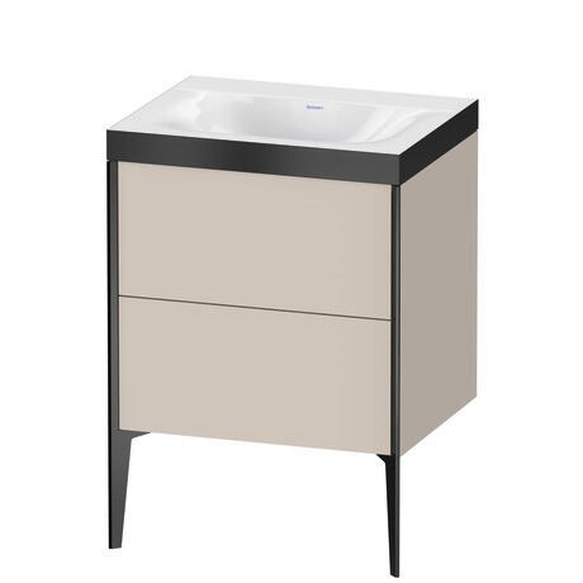 Duravit XViu 24" x 24" x 19" Two Drawer C-Bonded Floorstanding Vanity Kit Without Tap Hole, Taupe (XV4709NB291P)