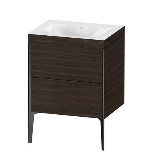 Duravit XViu 24" x 24" x 19" Two Drawer C-Bonded Floorstanding Vanity Kit Without Tap Hole, Walnut Brushed (XV4709NB269C)