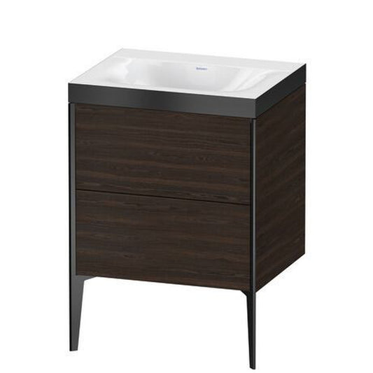 Duravit XViu 24" x 24" x 19" Two Drawer C-Bonded Floorstanding Vanity Kit Without Tap Hole, Walnut Brushed (XV4709NB269P)