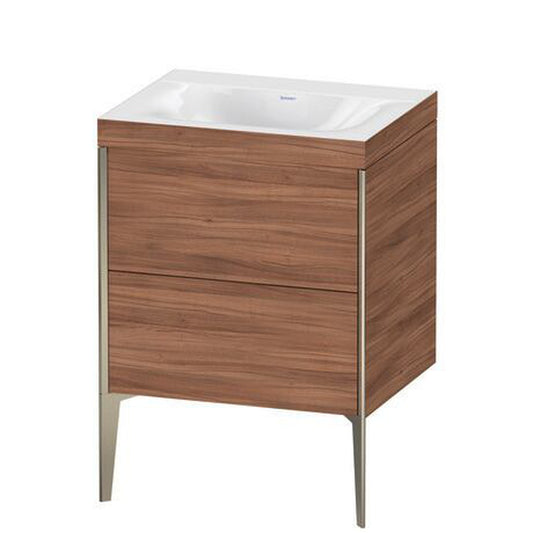 Duravit XViu 24" x 24" x 19" Two Drawer C-Bonded Floorstanding Vanity Kit Without Tap Hole, Walnut (XV4709NB179C)
