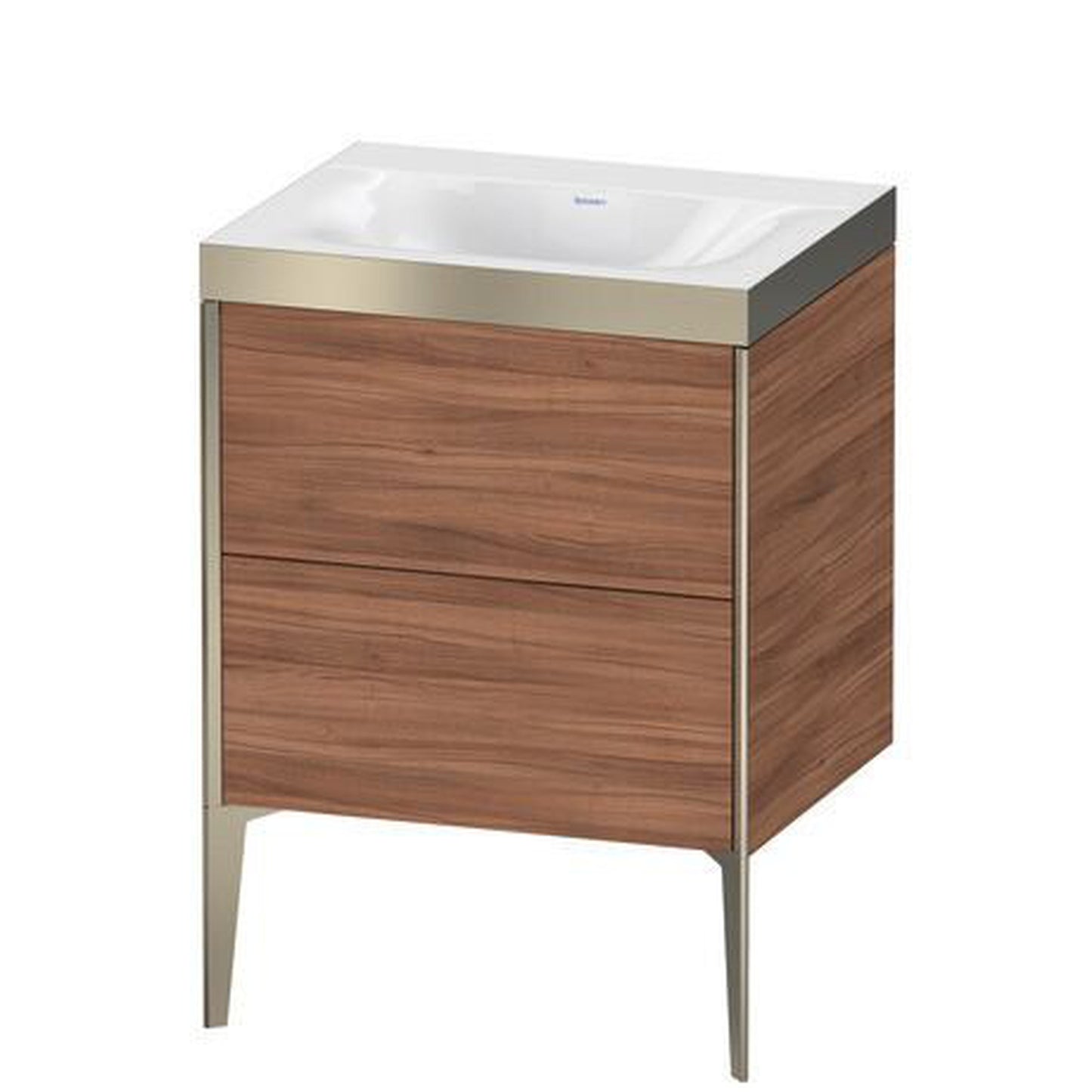 Duravit XViu 24" x 24" x 19" Two Drawer C-Bonded Floorstanding Vanity Kit Without Tap Hole, Walnut (XV4709NB179P)