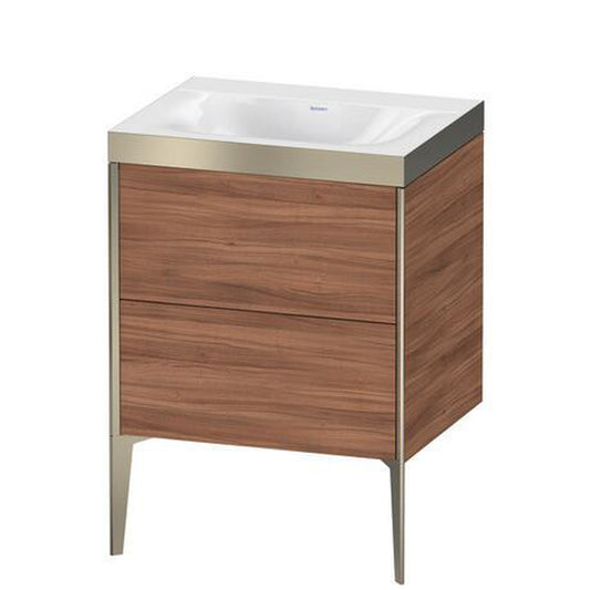 Duravit XViu 24" x 24" x 19" Two Drawer C-Bonded Floorstanding Vanity Kit Without Tap Hole, Walnut (XV4709NB179P)