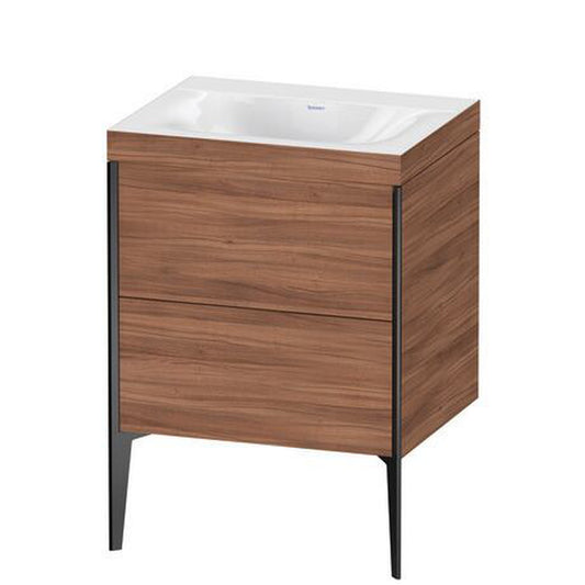 Duravit XViu 24" x 24" x 19" Two Drawer C-Bonded Floorstanding Vanity Kit Without Tap Hole, Walnut (XV4709NB279C)