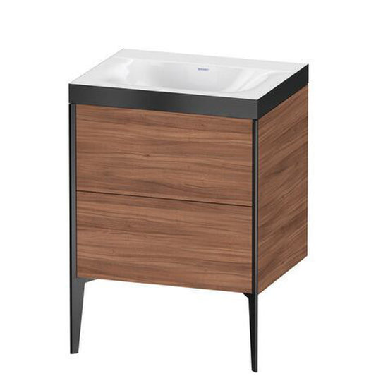 Duravit XViu 24" x 24" x 19" Two Drawer C-Bonded Floorstanding Vanity Kit Without Tap Hole, Walnut (XV4709NB279P)