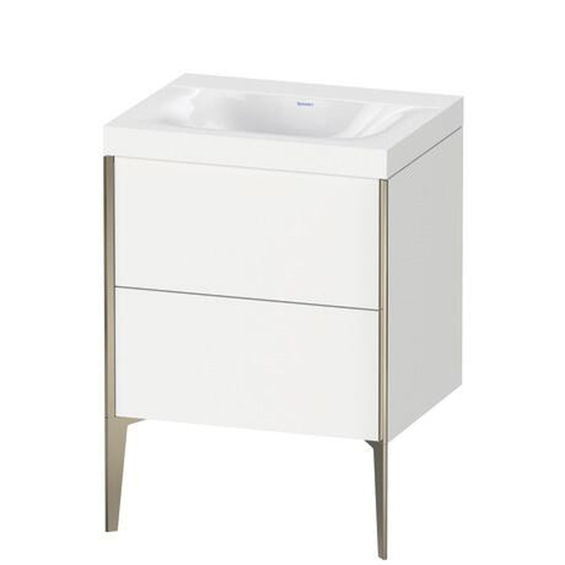 Duravit XViu 24" x 24" x 19" Two Drawer C-Bonded Floorstanding Vanity Kit Without Tap Hole, White (XV4709NB118C)