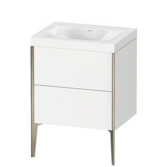 Duravit XViu 24" x 24" x 19" Two Drawer C-Bonded Floorstanding Vanity Kit Without Tap Hole, White (XV4709NB118C)