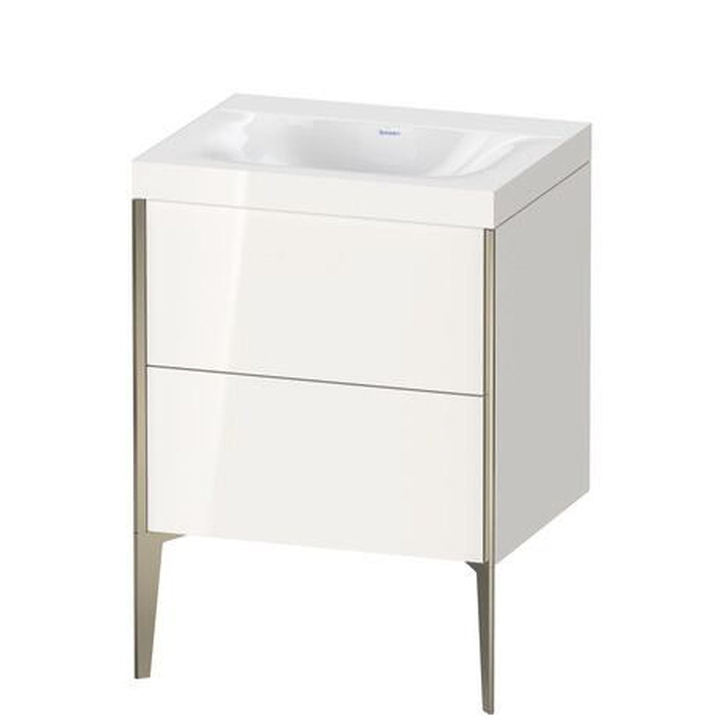 Duravit XViu 24" x 24" x 19" Two Drawer C-Bonded Floorstanding Vanity Kit Without Tap Hole, White (XV4709NB122C)