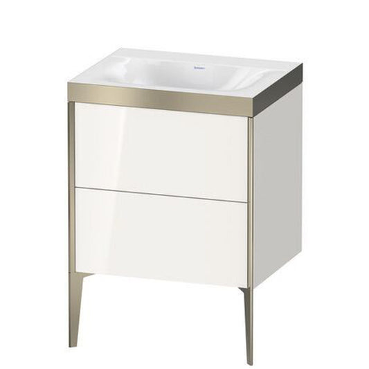 Duravit XViu 24" x 24" x 19" Two Drawer C-Bonded Floorstanding Vanity Kit Without Tap Hole, White (XV4709NB122P)