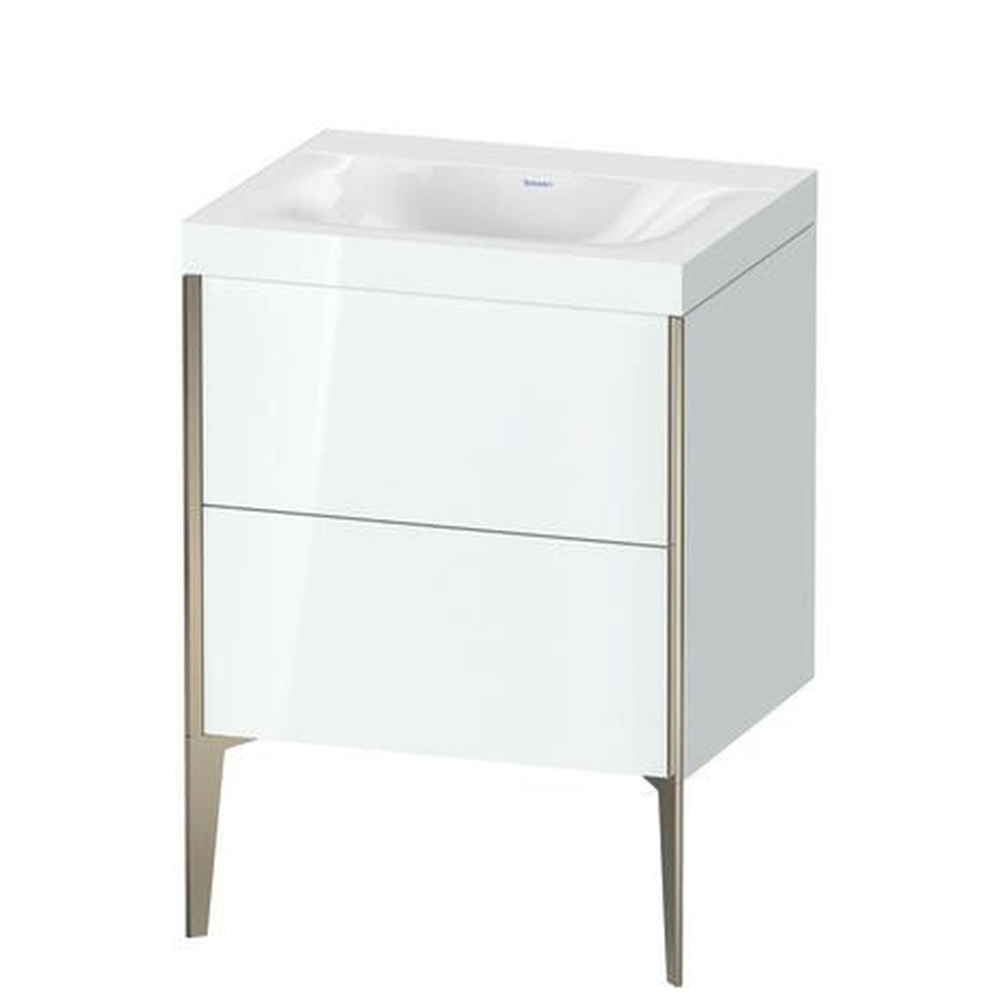 Duravit XViu 24" x 24" x 19" Two Drawer C-Bonded Floorstanding Vanity Kit Without Tap Hole, White (XV4709NB185C)