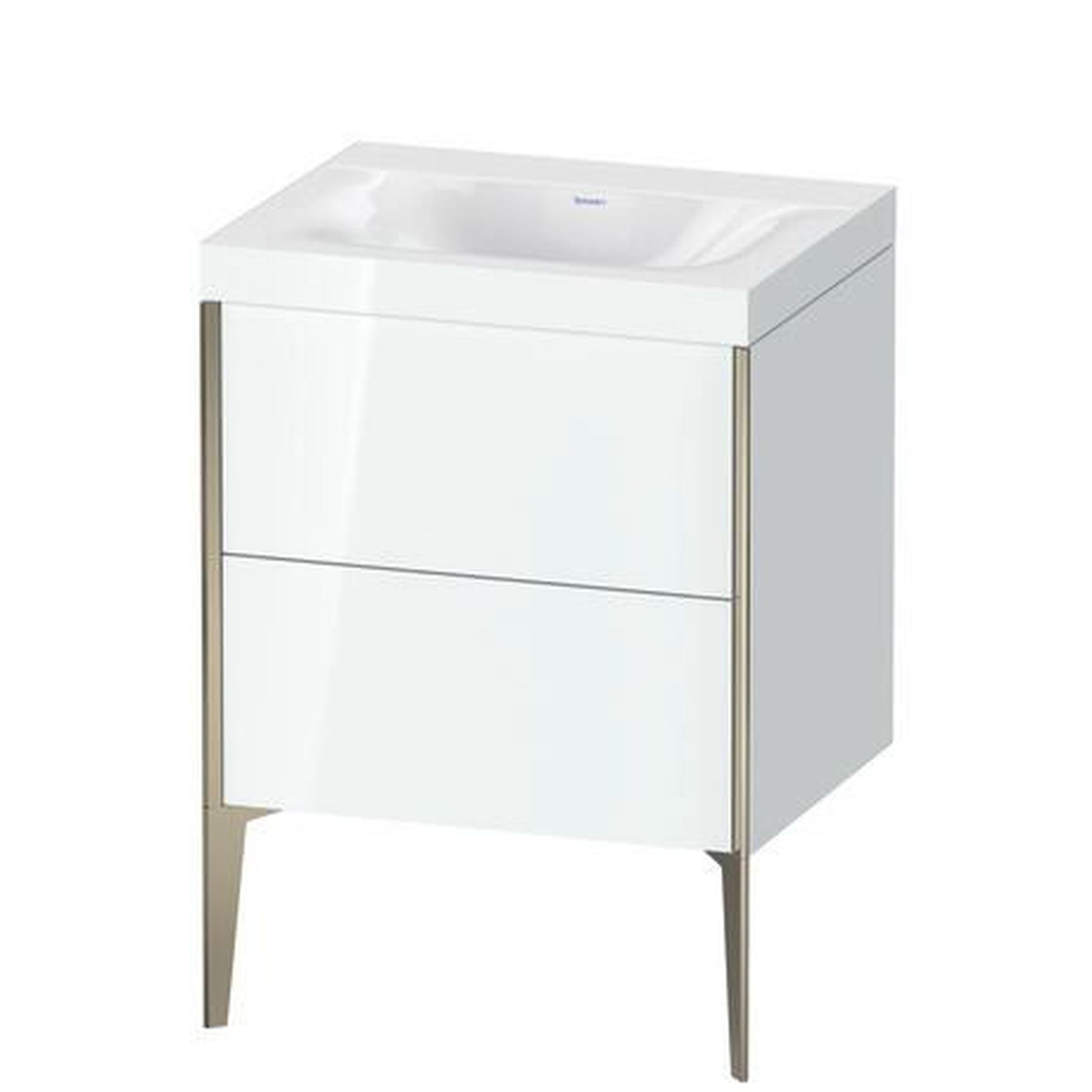 Duravit XViu 24" x 24" x 19" Two Drawer C-Bonded Floorstanding Vanity Kit Without Tap Hole, White (XV4709NB185C)