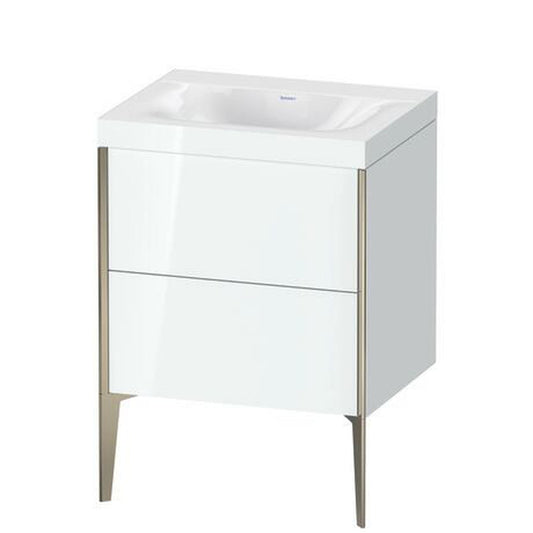 Duravit XViu 24" x 24" x 19" Two Drawer C-Bonded Floorstanding Vanity Kit Without Tap Hole, White (XV4709NB185C)