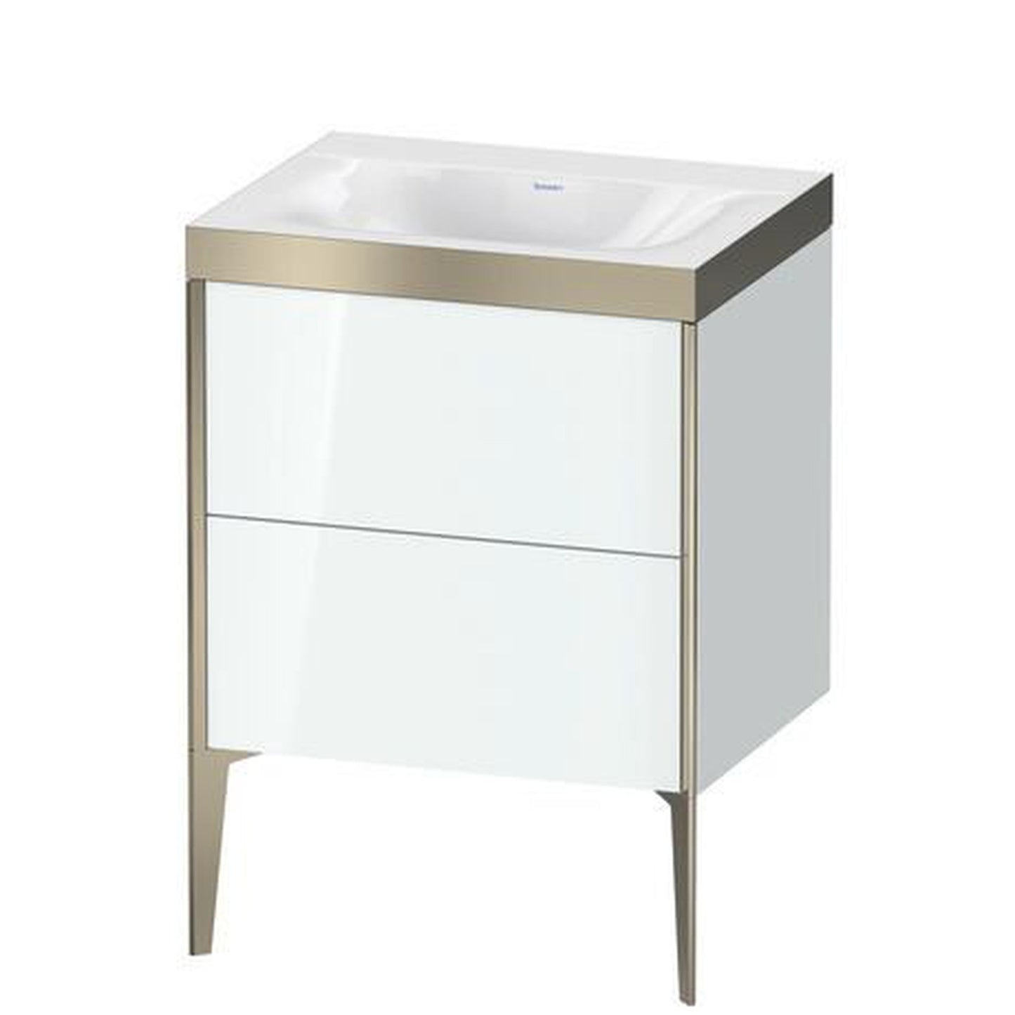 Duravit XViu 24" x 24" x 19" Two Drawer C-Bonded Floorstanding Vanity Kit Without Tap Hole, White (XV4709NB185P)