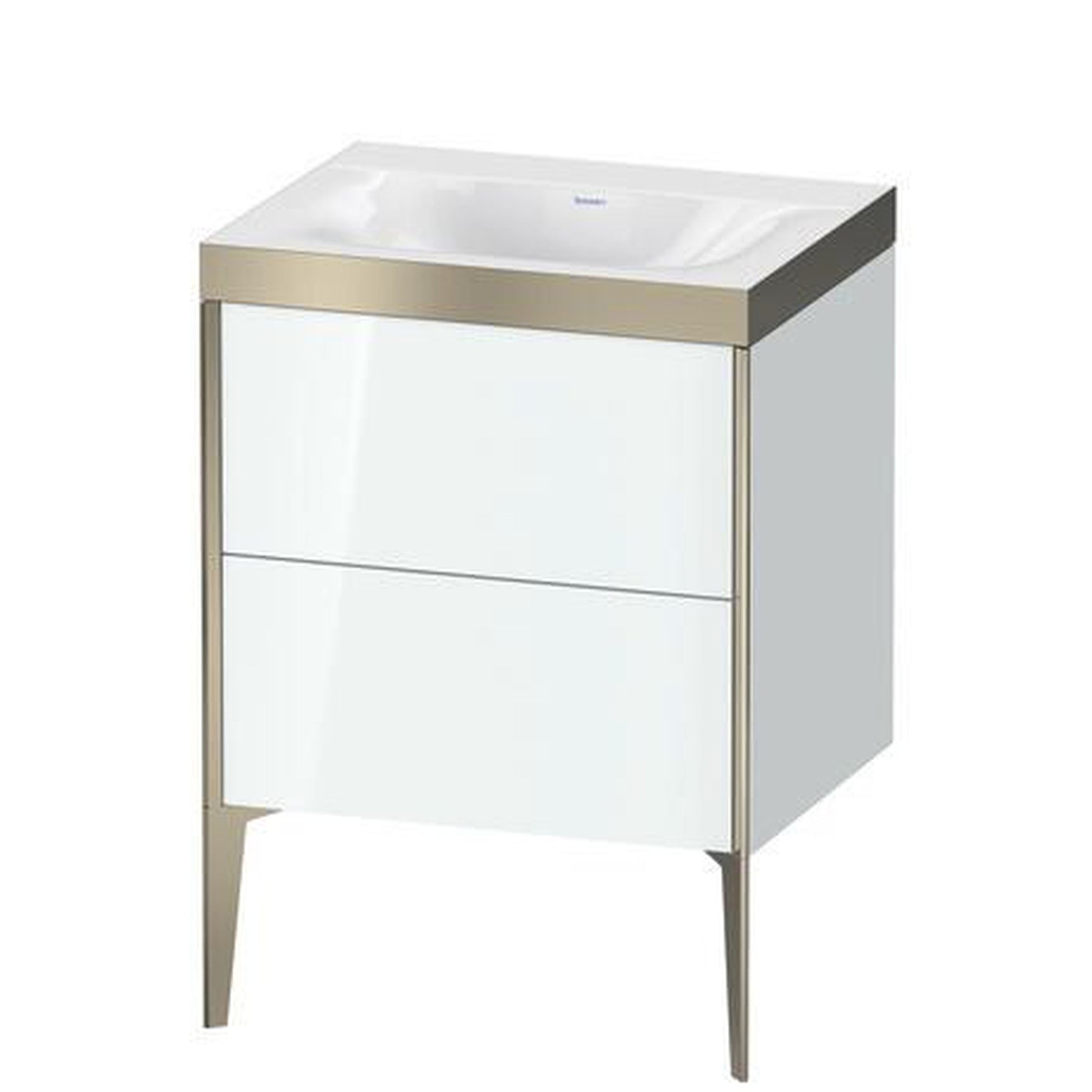 Duravit XViu 24" x 24" x 19" Two Drawer C-Bonded Floorstanding Vanity Kit Without Tap Hole, White (XV4709NB185P)