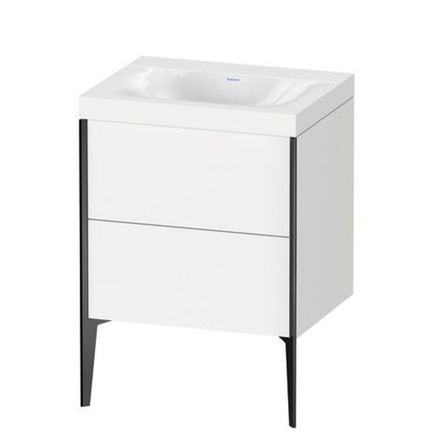 Duravit XViu 24" x 24" x 19" Two Drawer C-Bonded Floorstanding Vanity Kit Without Tap Hole, White (XV4709NB218C)