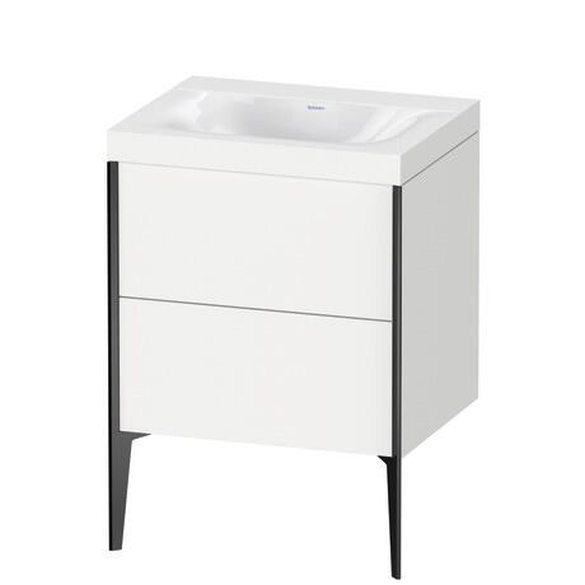 Duravit XViu 24" x 24" x 19" Two Drawer C-Bonded Floorstanding Vanity Kit Without Tap Hole, White (XV4709NB218C)