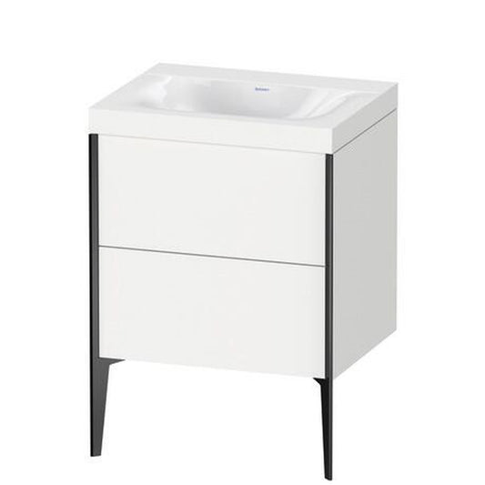Duravit XViu 24" x 24" x 19" Two Drawer C-Bonded Floorstanding Vanity Kit Without Tap Hole, White (XV4709NB218C)