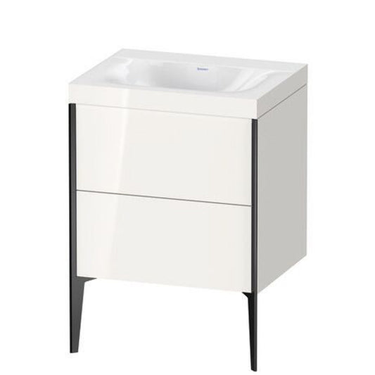 Duravit XViu 24" x 24" x 19" Two Drawer C-Bonded Floorstanding Vanity Kit Without Tap Hole, White (XV4709NB222C)