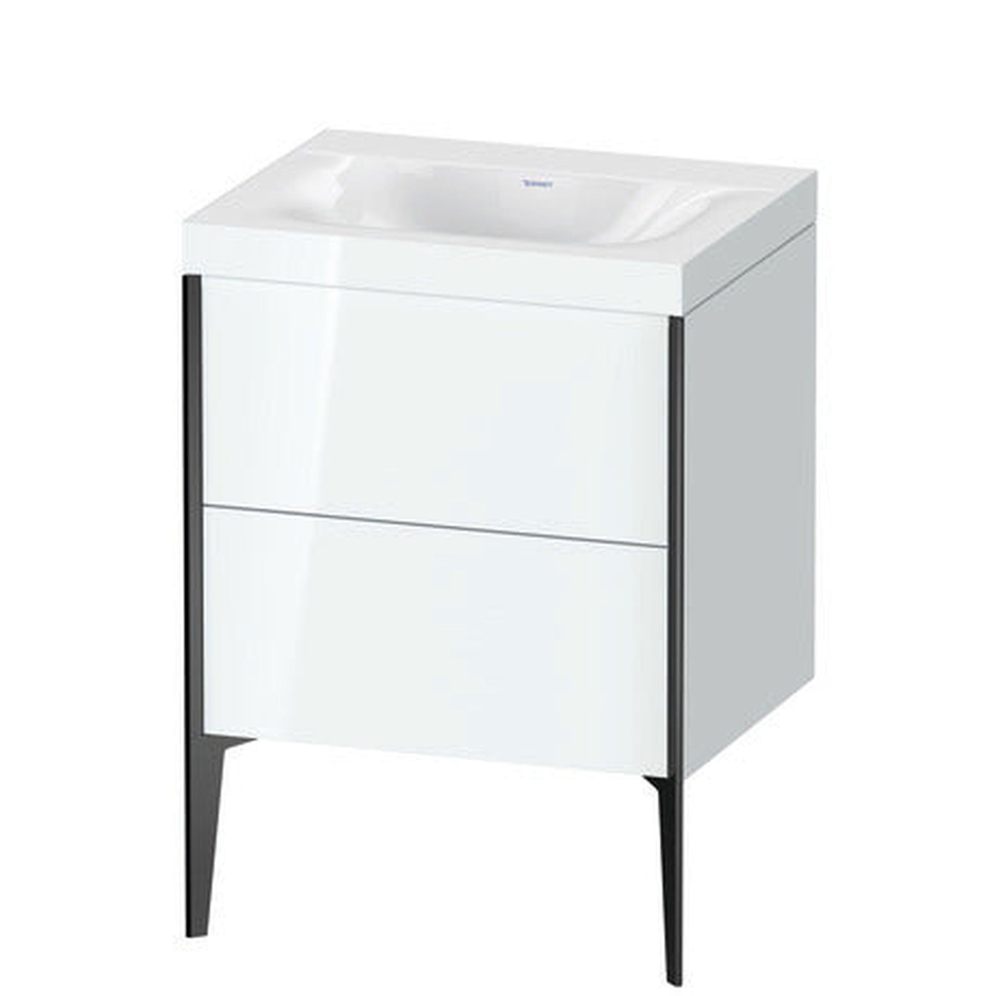 Duravit XViu 24" x 24" x 19" Two Drawer C-Bonded Floorstanding Vanity Kit Without Tap Hole, White (XV4709NB285C)