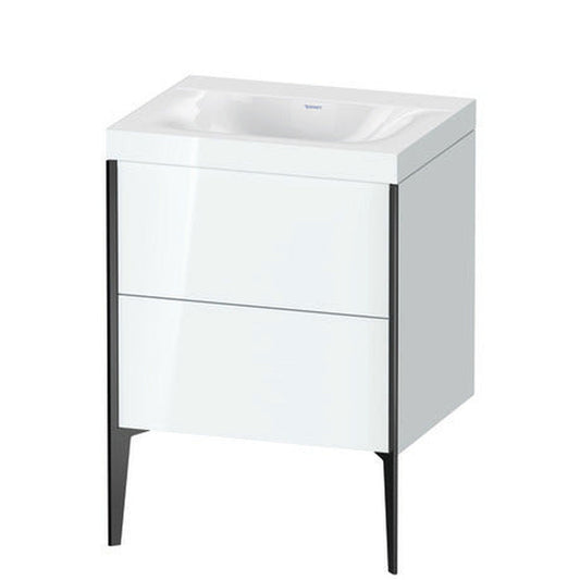 Duravit XViu 24" x 24" x 19" Two Drawer C-Bonded Floorstanding Vanity Kit Without Tap Hole, White (XV4709NB285C)