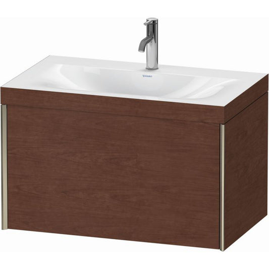 Duravit XViu 31" x 20" x 19" One Drawer C-Bonded Wall-Mount Vanity Kit With One Tap Hole, American Walnut (XV4610OB113C)