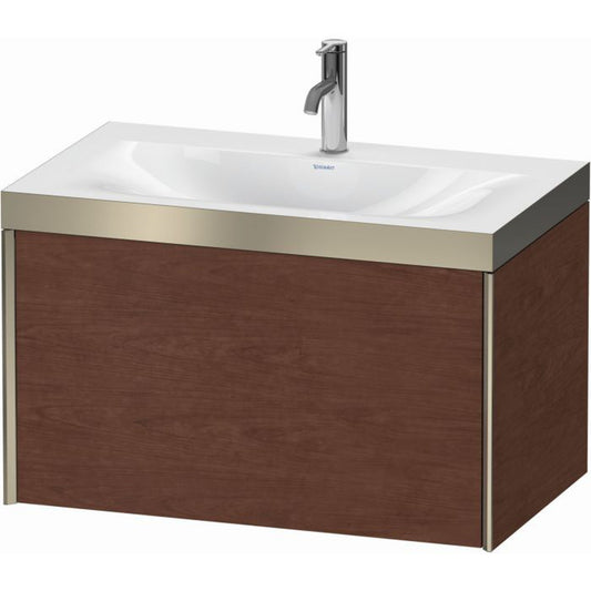 Duravit XViu 31" x 20" x 19" One Drawer C-Bonded Wall-Mount Vanity Kit With One Tap Hole, American Walnut (XV4610OB113P)