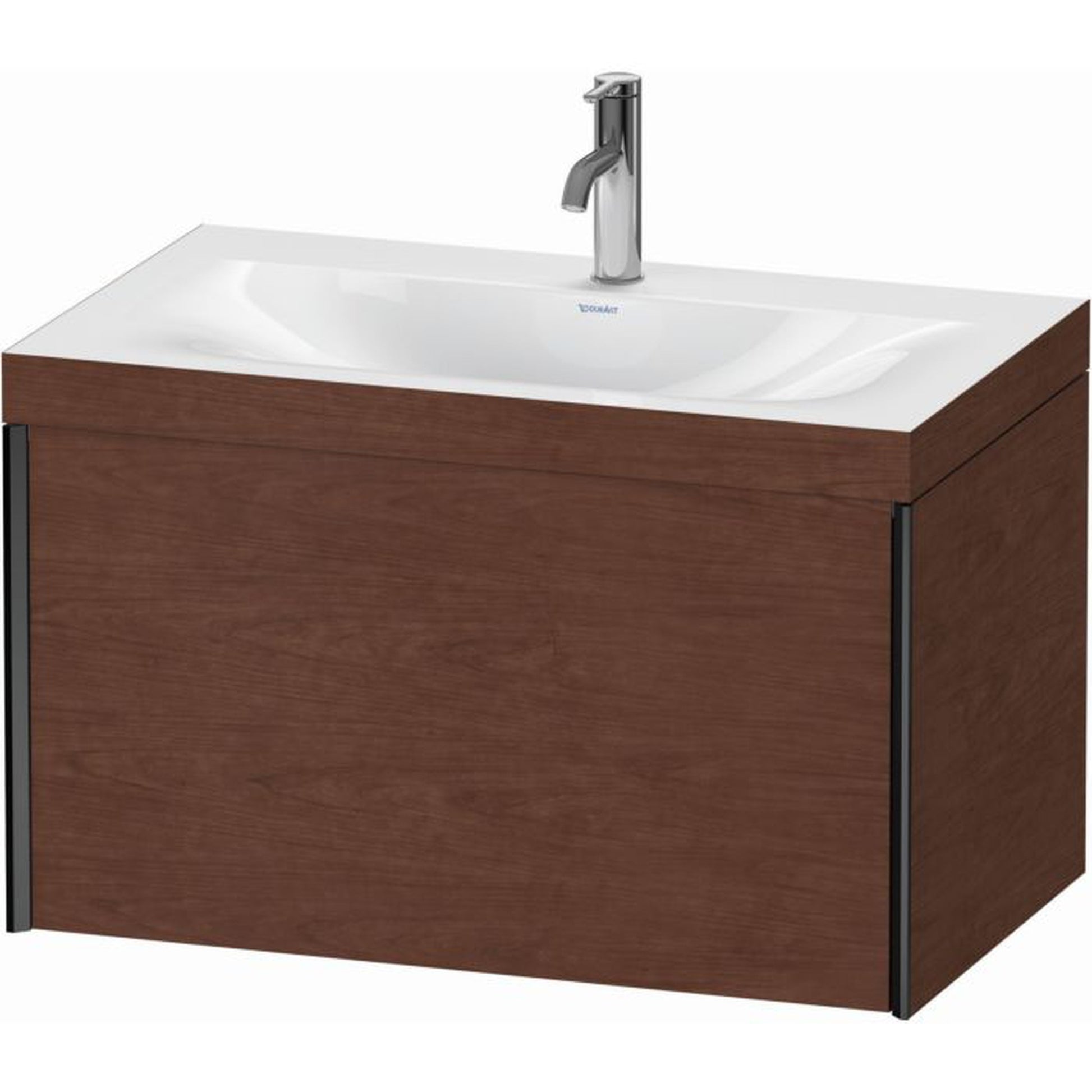 Duravit XViu 31" x 20" x 19" One Drawer C-Bonded Wall-Mount Vanity Kit With One Tap Hole, American Walnut (XV4610OB213C)