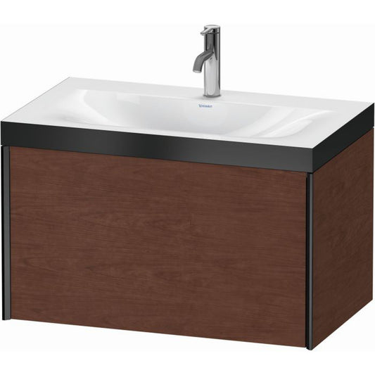 Duravit XViu 31" x 20" x 19" One Drawer C-Bonded Wall-Mount Vanity Kit With One Tap Hole, American Walnut (XV4610OB213P)