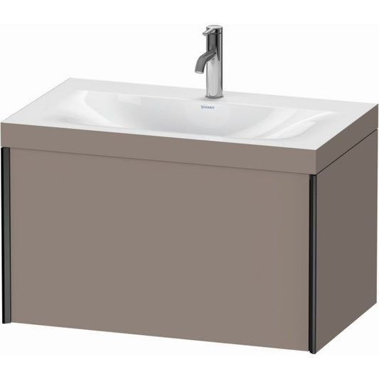 Duravit XViu 31" x 20" x 19" One Drawer C-Bonded Wall-Mount Vanity Kit With One Tap Hole, Basalt (XV4610OB243C)
