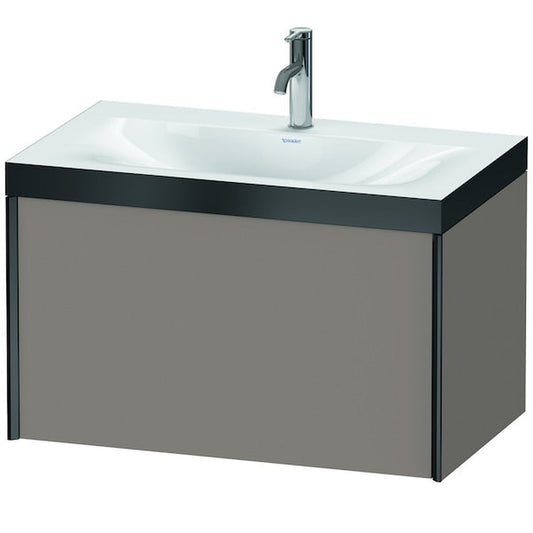 Duravit XViu 31" x 20" x 19" One Drawer C-Bonded Wall-Mount Vanity Kit With One Tap Hole, Basalt (XV4610OB243P)