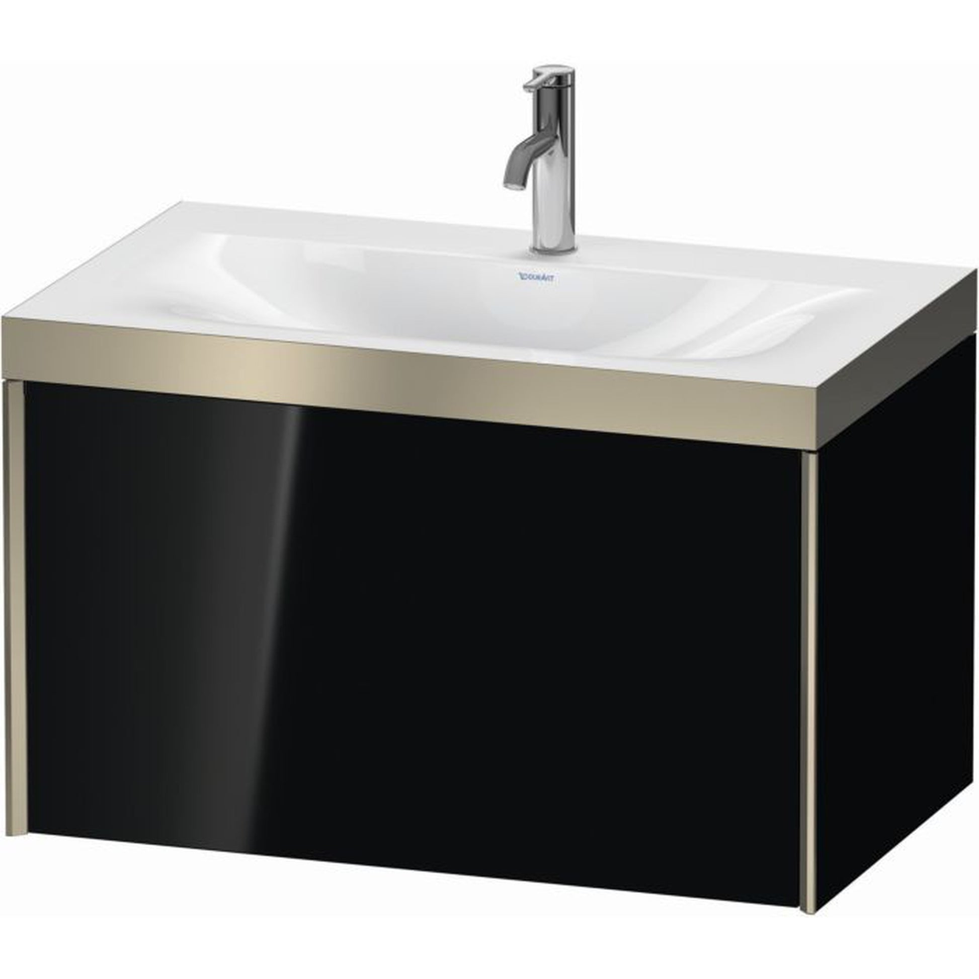 Duravit XViu 31" x 20" x 19" One Drawer C-Bonded Wall-Mount Vanity Kit With One Tap Hole, Black (XV4610OB140P)
