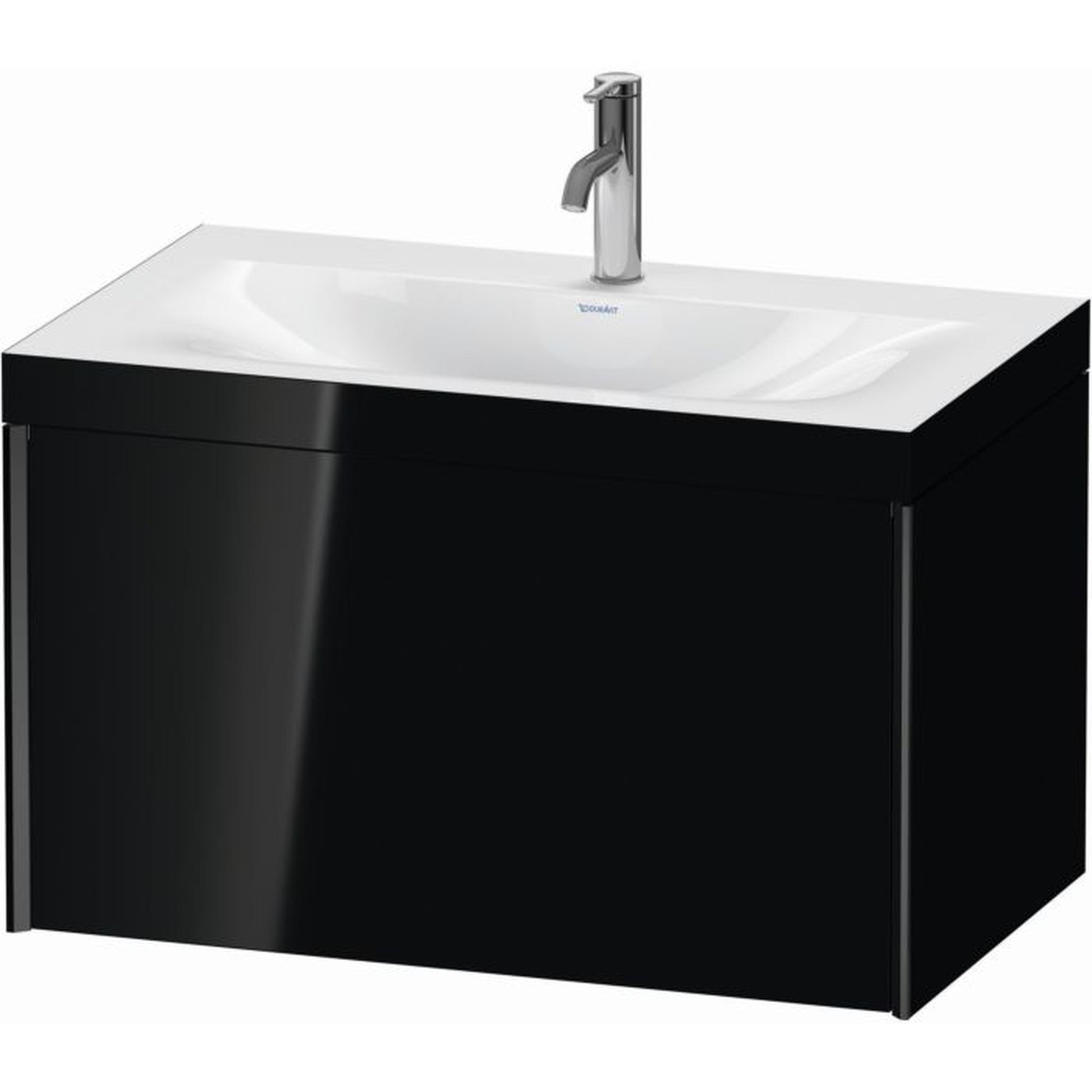 Duravit XViu 31" x 20" x 19" One Drawer C-Bonded Wall-Mount Vanity Kit With One Tap Hole, Black (XV4610OB240C)