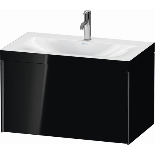 Duravit XViu 31" x 20" x 19" One Drawer C-Bonded Wall-Mount Vanity Kit With One Tap Hole, Black (XV4610OB240C)