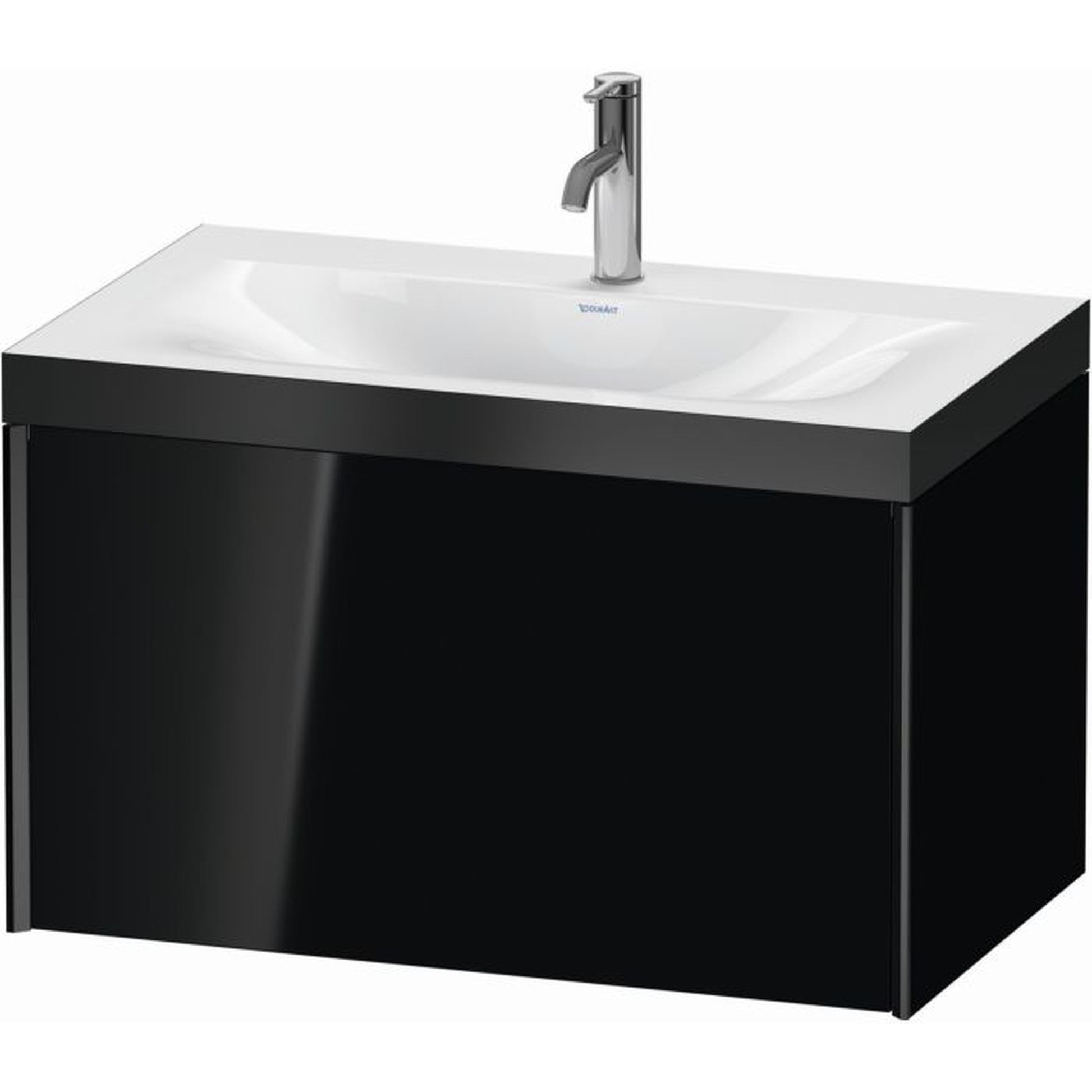 Duravit XViu 31" x 20" x 19" One Drawer C-Bonded Wall-Mount Vanity Kit With One Tap Hole, Black (XV4610OB240P)