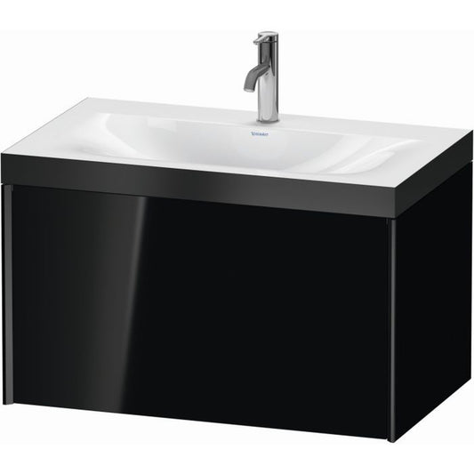 Duravit XViu 31" x 20" x 19" One Drawer C-Bonded Wall-Mount Vanity Kit With One Tap Hole, Black (XV4610OB240P)