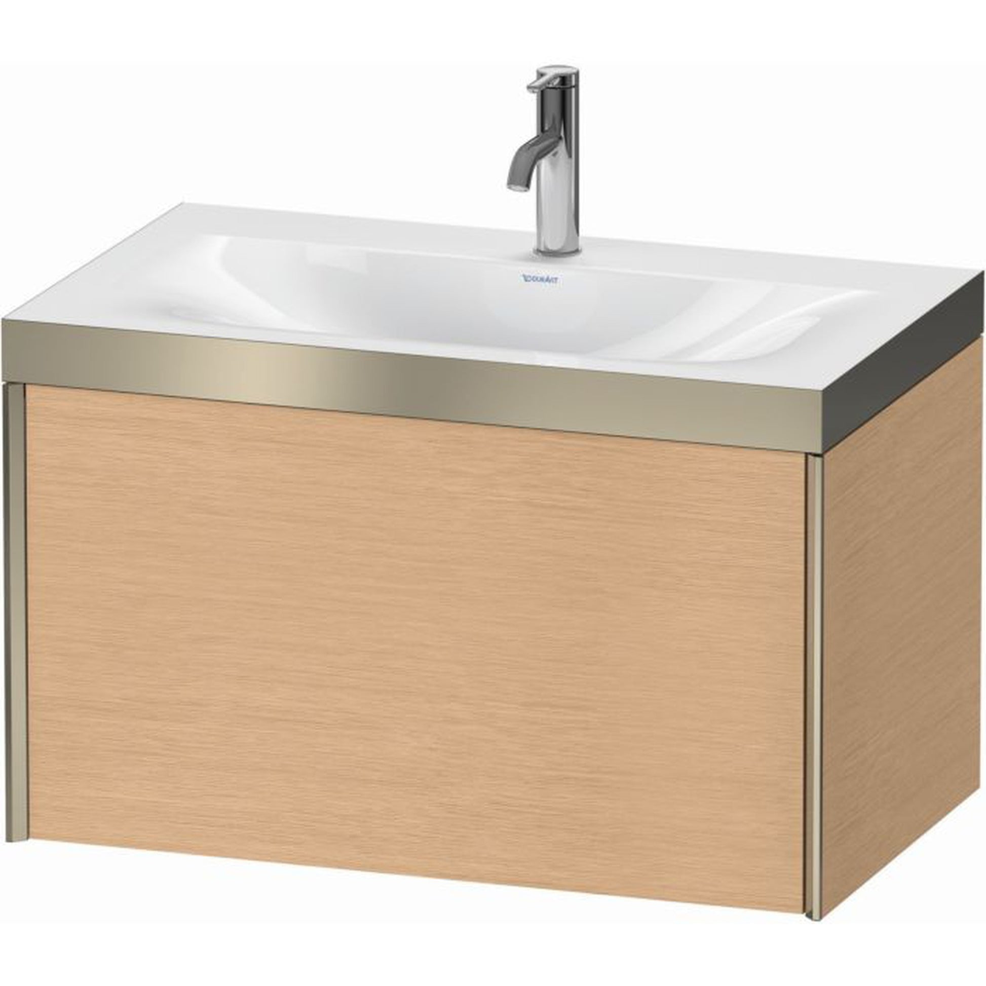 Duravit XViu 31" x 20" x 19" One Drawer C-Bonded Wall-Mount Vanity Kit With One Tap Hole, Brushed Oak (XV4610OB112P)