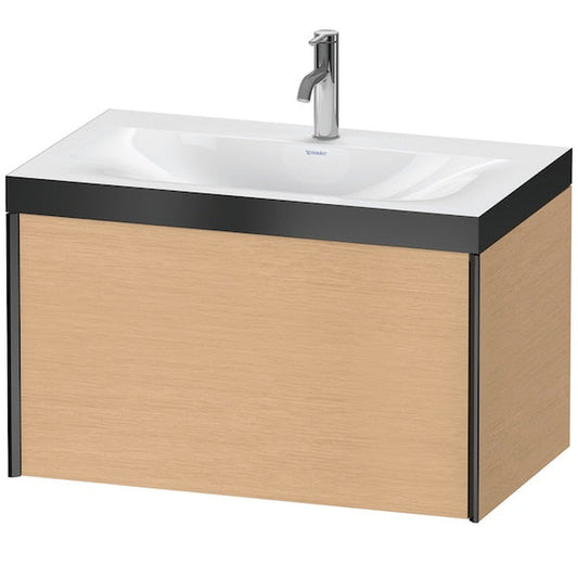 Duravit XViu 31" x 20" x 19" One Drawer C-Bonded Wall-Mount Vanity Kit With One Tap Hole, Brushed Oak (XV4610OB212P)