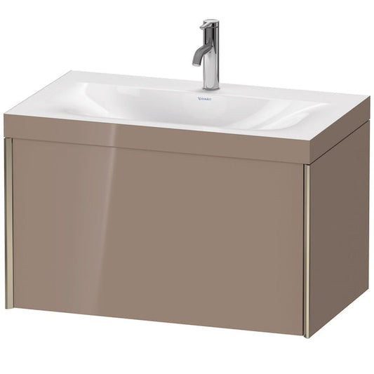 Duravit XViu 31" x 20" x 19" One Drawer C-Bonded Wall-Mount Vanity Kit With One Tap Hole, Cappuccino (XV4610OB186C)