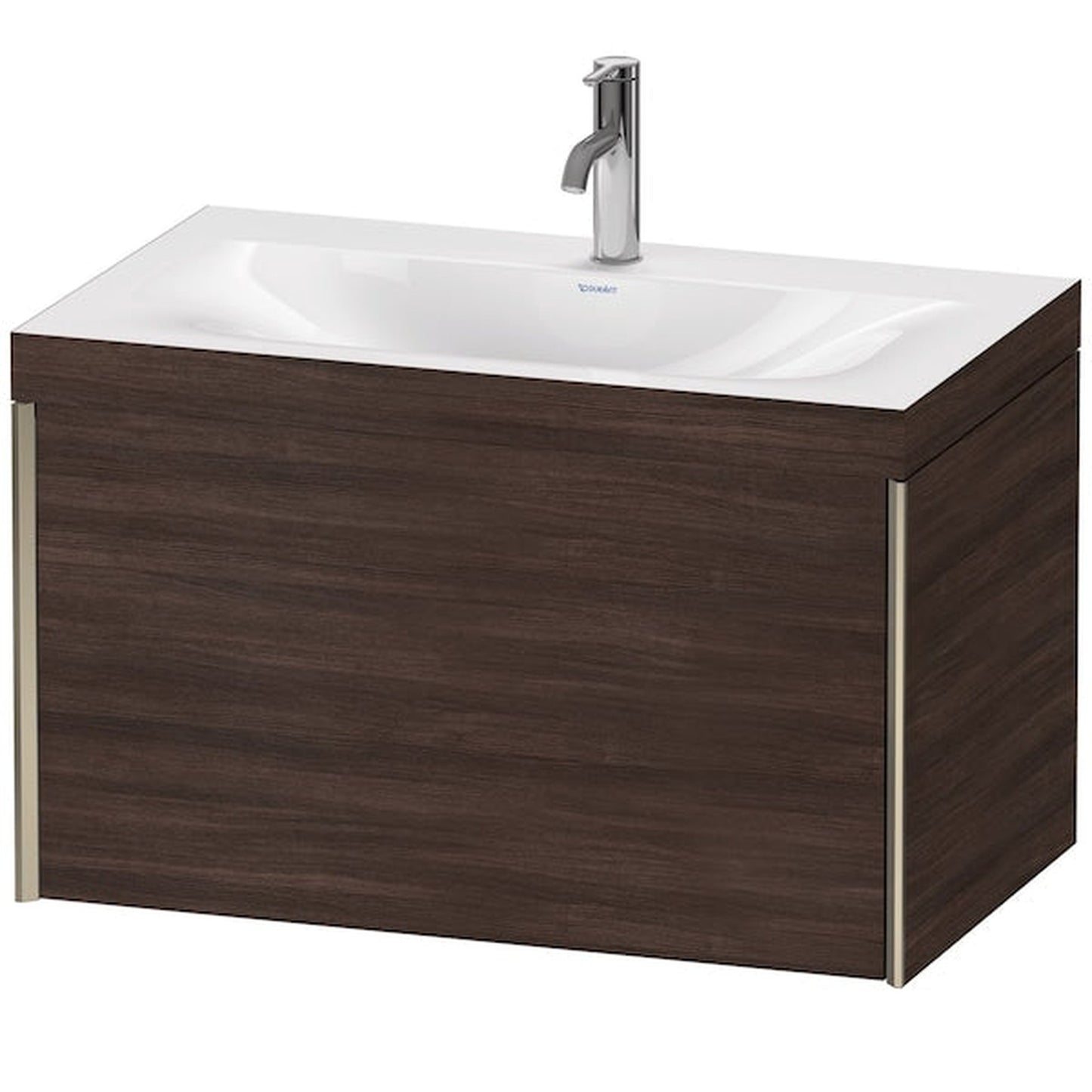 Duravit XViu 31" x 20" x 19" One Drawer C-Bonded Wall-Mount Vanity Kit With One Tap Hole, Chestnut Dark (XV4610OB153C)