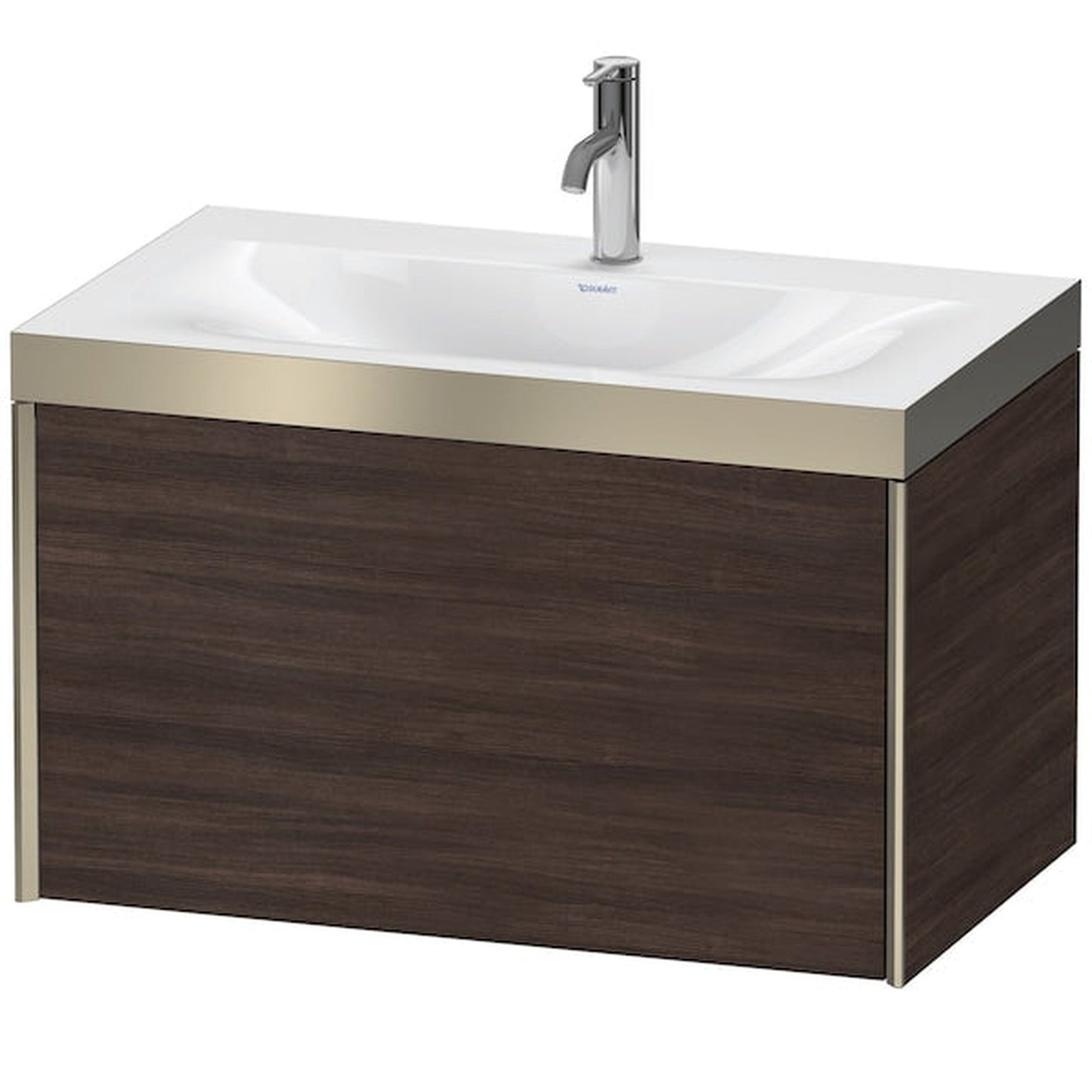 Duravit XViu 31" x 20" x 19" One Drawer C-Bonded Wall-Mount Vanity Kit With One Tap Hole, Chestnut Dark (XV4610OB153P)