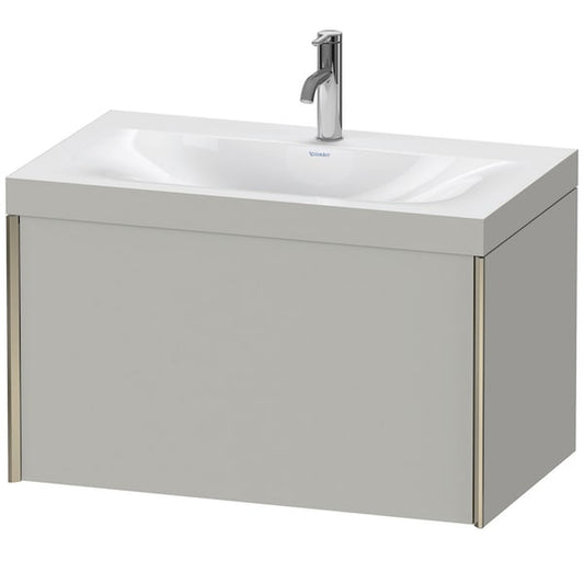 Duravit XViu 31" x 20" x 19" One Drawer C-Bonded Wall-Mount Vanity Kit With One Tap Hole, Concrete Gray (XV4610OB107C)