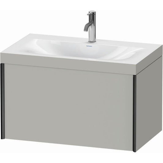 Duravit XViu 31" x 20" x 19" One Drawer C-Bonded Wall-Mount Vanity Kit With One Tap Hole, Concrete Gray (XV4610OB207C)
