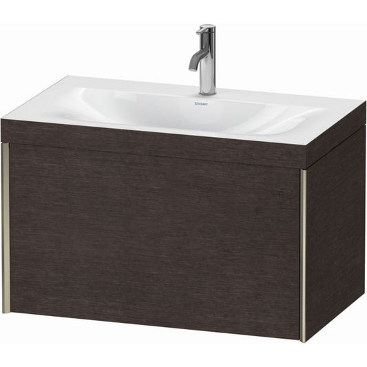 Duravit XViu 31" x 20" x 19" One Drawer C-Bonded Wall-Mount Vanity Kit With One Tap Hole, Dark Brushed Oak (XV4610OB172C)