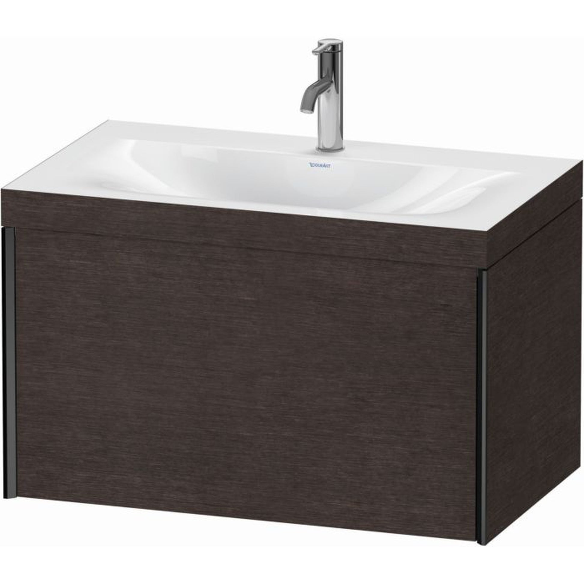 Duravit XViu 31" x 20" x 19" One Drawer C-Bonded Wall-Mount Vanity Kit With One Tap Hole, Dark Brushed Oak (XV4610OB272C)
