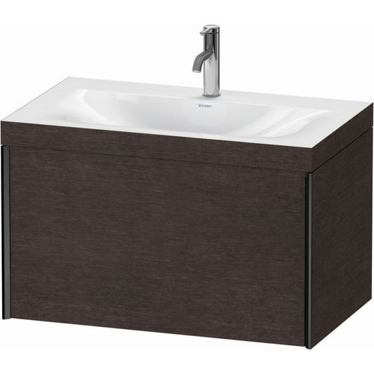 Duravit XViu 31" x 20" x 19" One Drawer C-Bonded Wall-Mount Vanity Kit With One Tap Hole, Dark Brushed Oak (XV4610OB272C)