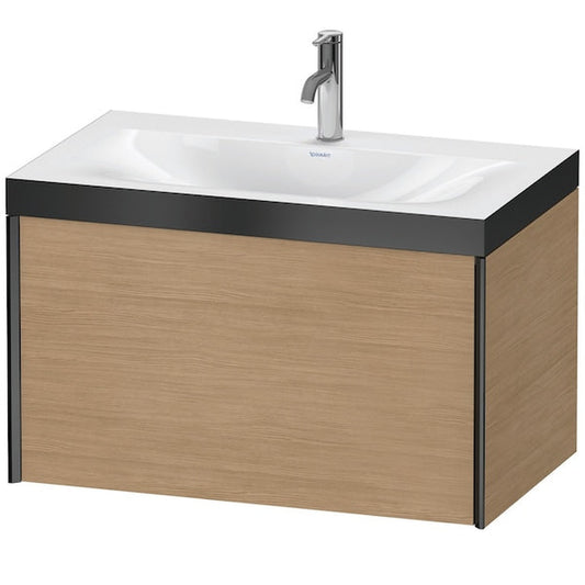 Duravit XViu 31" x 20" x 19" One Drawer C-Bonded Wall-Mount Vanity Kit With One Tap Hole, European Oak (XV4610OB252P)