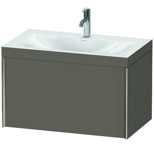 Duravit XViu 31" x 20" x 19" One Drawer C-Bonded Wall-Mount Vanity Kit With One Tap Hole, Flannel Gray (XV4610OB190C)