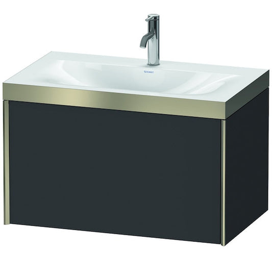 Duravit XViu 31" x 20" x 19" One Drawer C-Bonded Wall-Mount Vanity Kit With One Tap Hole, Graphite (XV4610OB180P)