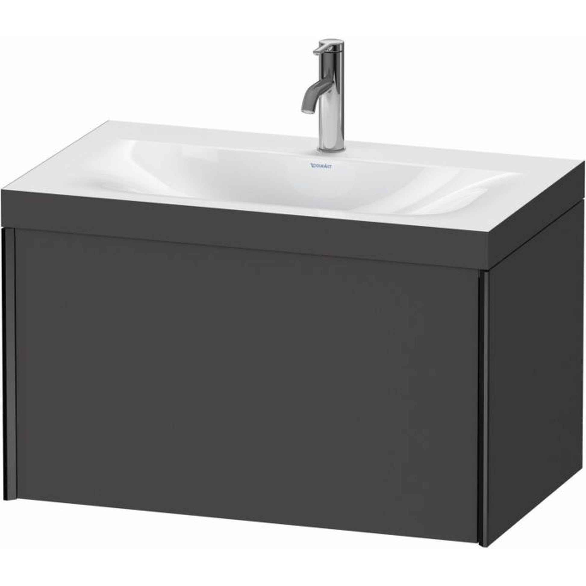 Duravit XViu 31" x 20" x 19" One Drawer C-Bonded Wall-Mount Vanity Kit With One Tap Hole, Graphite (XV4610OB249C)