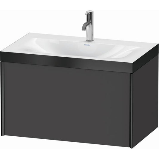 Duravit XViu 31" x 20" x 19" One Drawer C-Bonded Wall-Mount Vanity Kit With One Tap Hole, Graphite (XV4610OB249P)